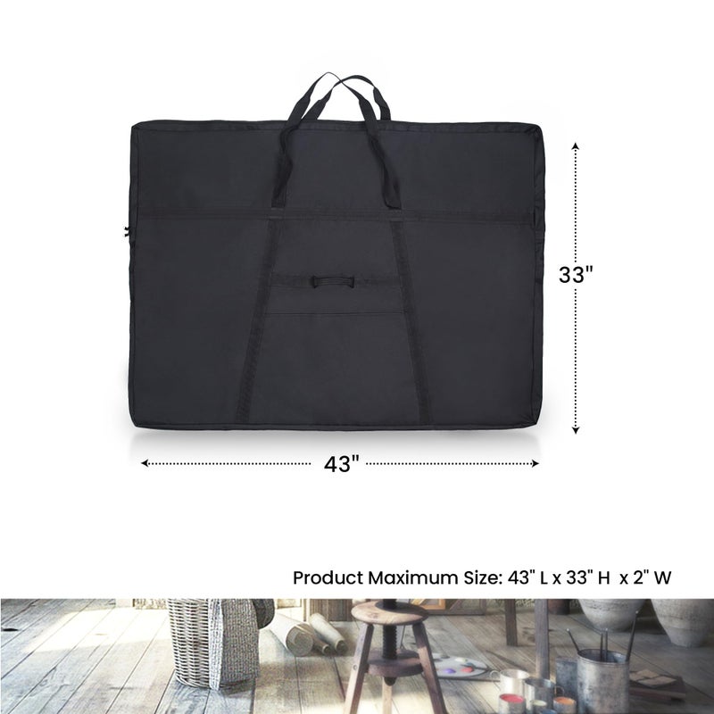 JJRING Dacron Light Weight Large Size Art Portfolio Tote Bag, 33'' x 43'' for 32'' x 42'' Black Carring Storage Case For Poster, Sketching and Drawing - Image 2